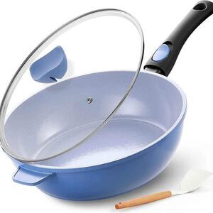 NEW Ceramic Nonstick Pan,11", 4 qt, Induction Cookware w/Detachable Handle